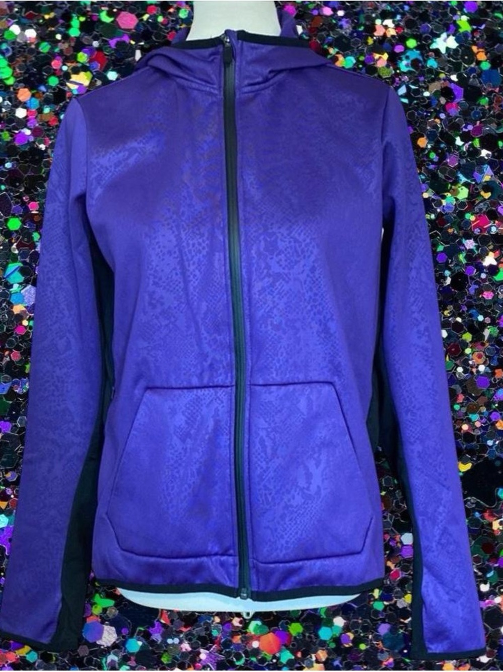 Nike Purple Hooded Jacket with Black Side Panels